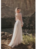 Long Sleeves Ivory Sparkle Tulle Backless Wedding Dress